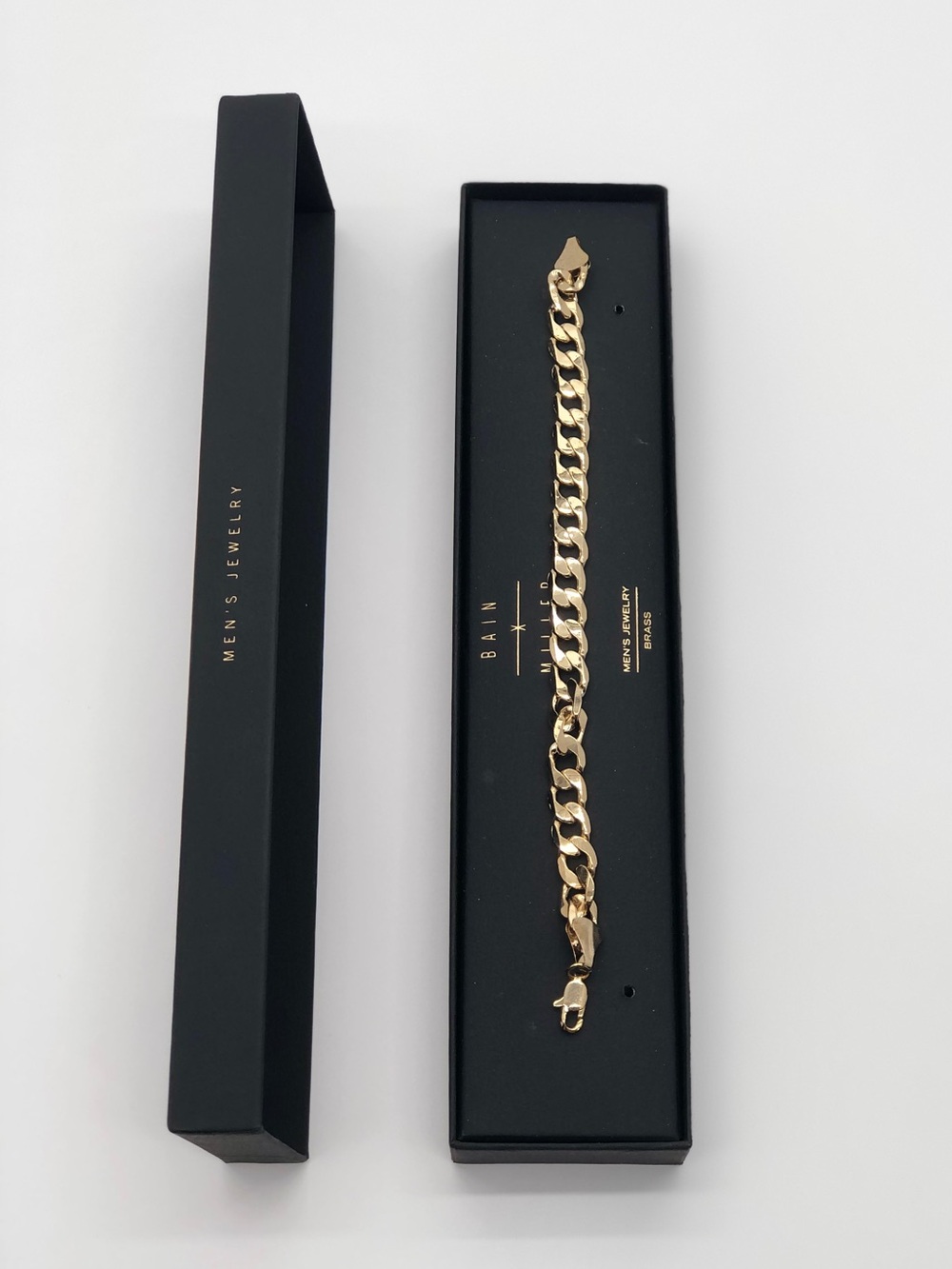 Bain Miller Men's Brass Cuban Link Chain Bracelet Brand New in Box.